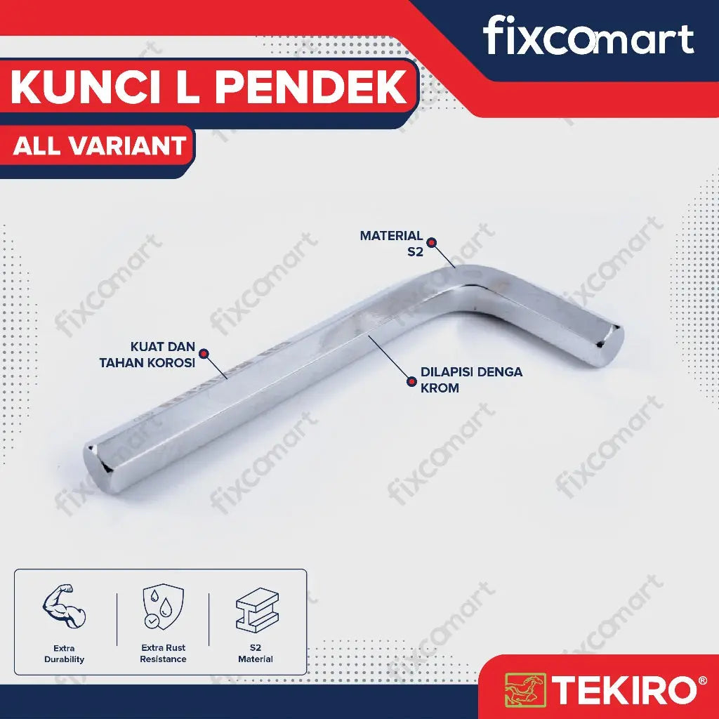 Tekiro Kunci L Pendek / Hex Key Short / MM - Satuan FIXCOMART
