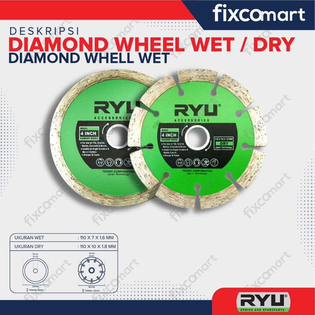 RYU Paket Murah Set Gerinda 4 Inc & Bor 10 mm gratis mata bor 41 dan mata gerinda 2 Pcs