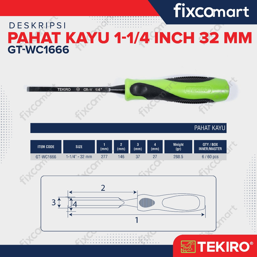 Tekiro Pahat Kayu 32 Mm / Pahat Tekiro 1 1/4 Inch / Wood Chisel