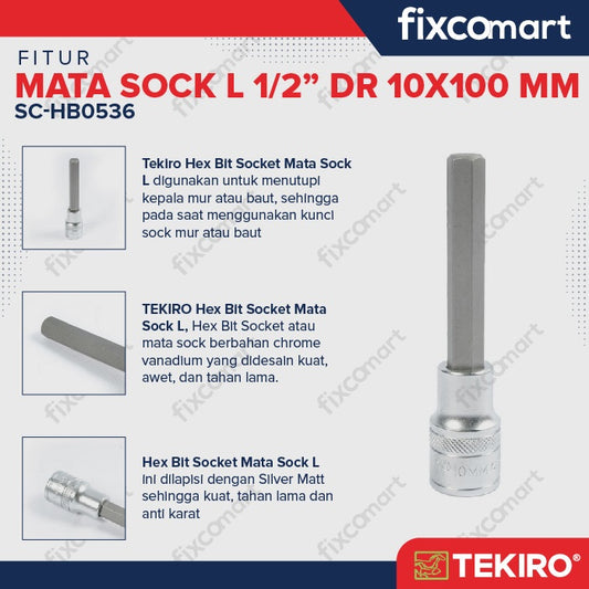Tekiro Hex Bit Socket 1/2 inch 10x100 mm / Mata Sock L