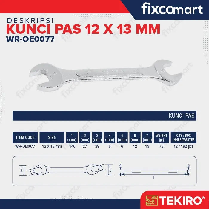 Tekiro Kunci Pas 17 X 19 mm - 12X13 MM FIXCOMART