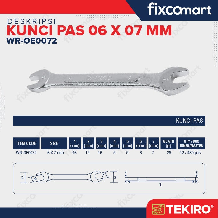 Tekiro Kunci Pas 17 X 19 mm - 6X7 MM