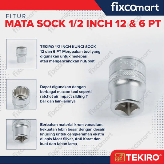 TEKIRO Mata Sock 1/2 Inch DR 6PT & 12 PT FIXCOMART