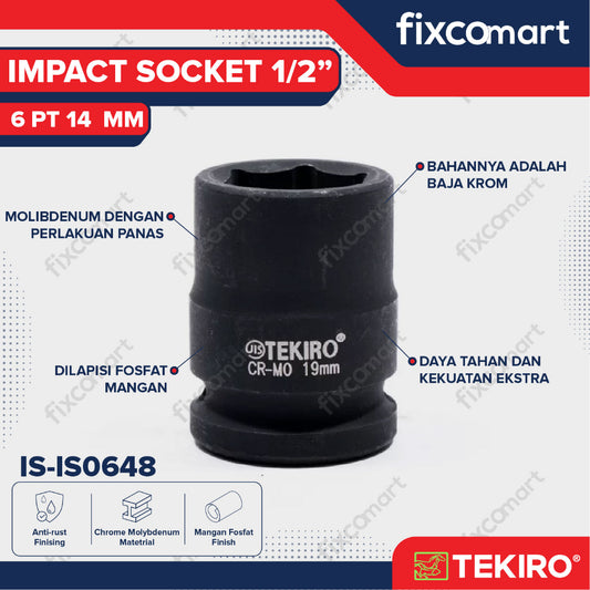 Tekiro Impact Socket 1/2 inch 6 PT 14 mm / mata sock impact