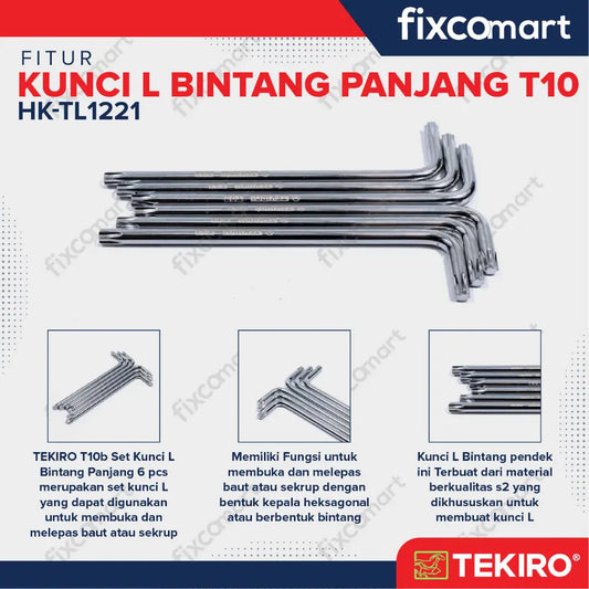 Tekiro Kunci L Bintang Panjang T10 / Tekiro Torx Key Long FIXCOMART
