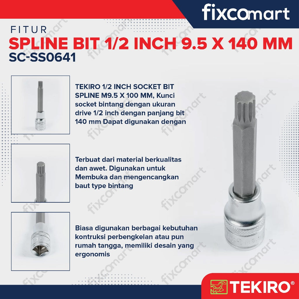 Tekiro Spline Bit 1/2 Inch 9.5 X 140 Mm / Tekiro Mata Sock Bintang
