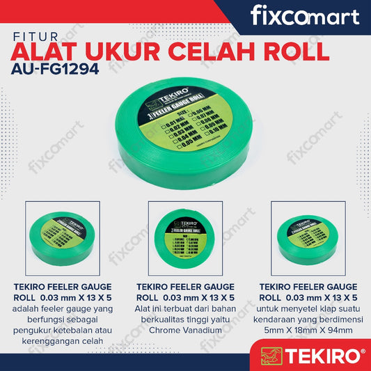 Tekiro Feeler Gauge Roll 0.03 Mm X 13 X 5 / Kaliper Celah