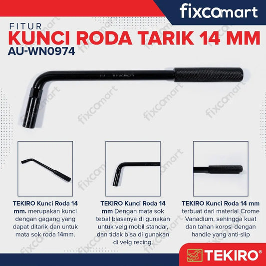 Tekiro Wheel Nut Wrench Black / Kunci Roda Mobil 14 Mm FIXCOMART