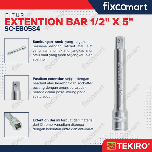 Tekiro Extention Bar 1/2 X 5 Inch / Tekiro Sambungan Mata Sock