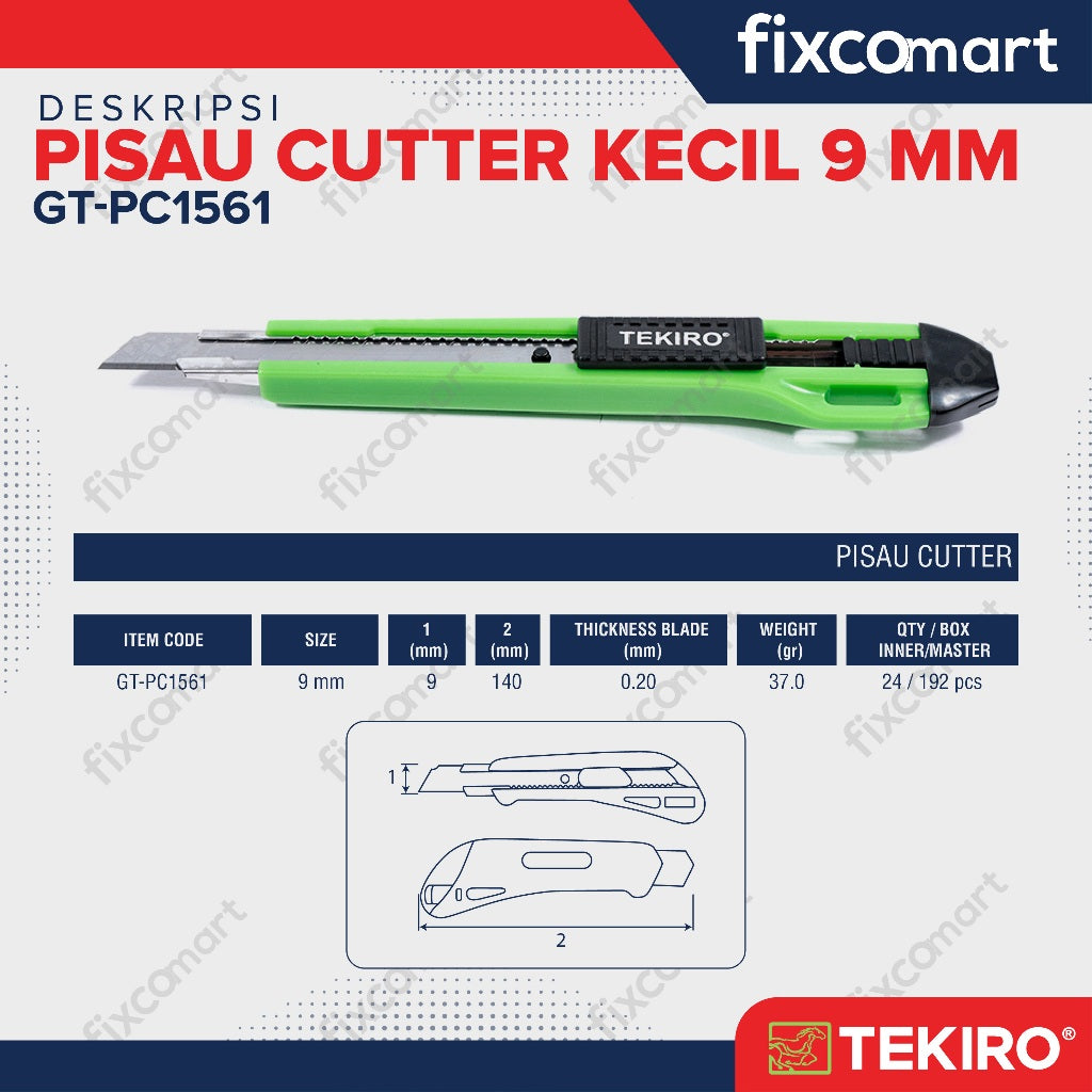 Tekiro Pisau Cutter 9 Mm / Tekiro Knife Cutter / Pisau Kecil