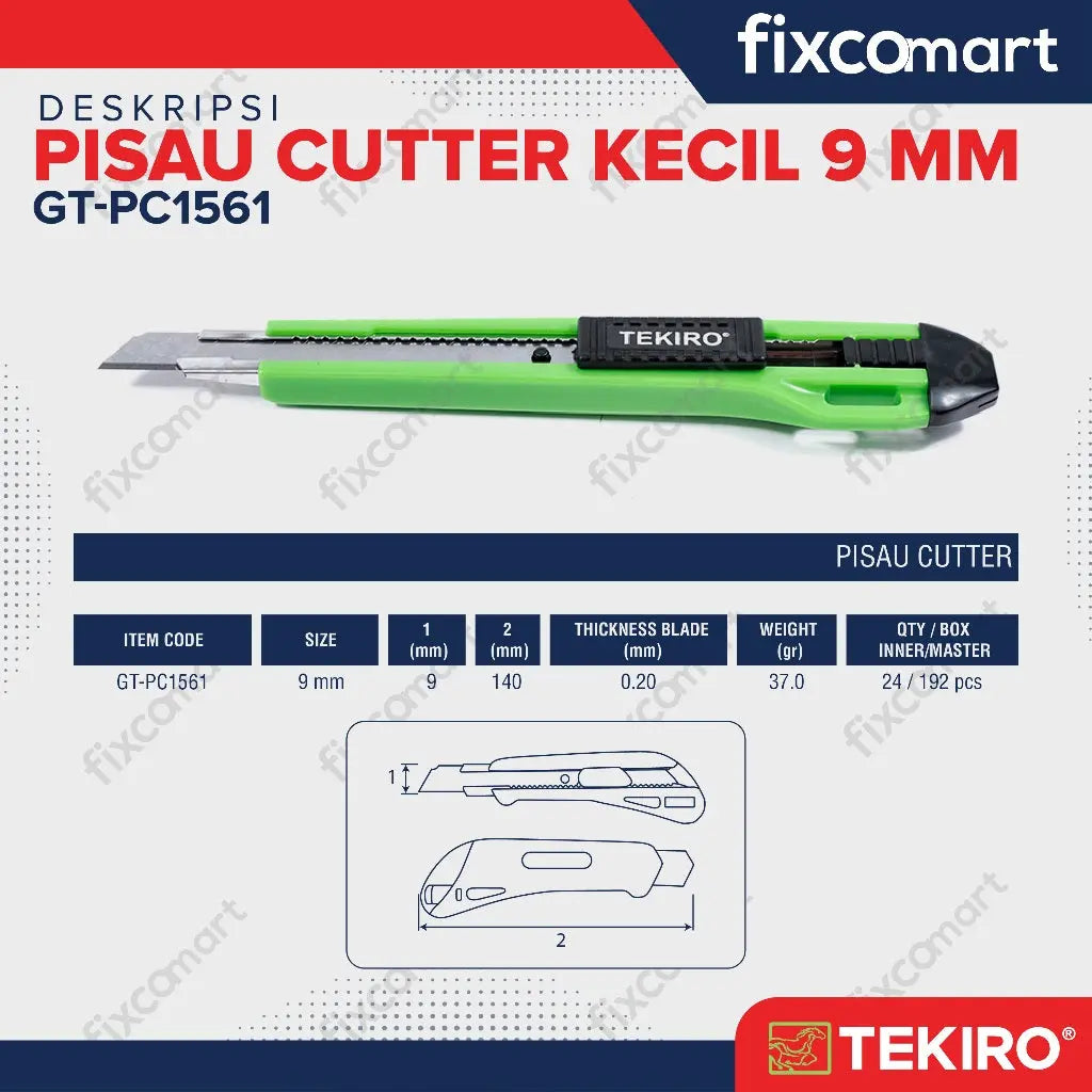 Tekiro Pisau Cutter 9 Mm / Tekiro Knife Cutter / Pisau Kecil FIXCOMART