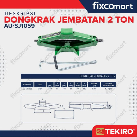 Tekiro Dongkrak Jembatan 2 Ton + Tekiro Kunci Roda Palang FIXCOMART
