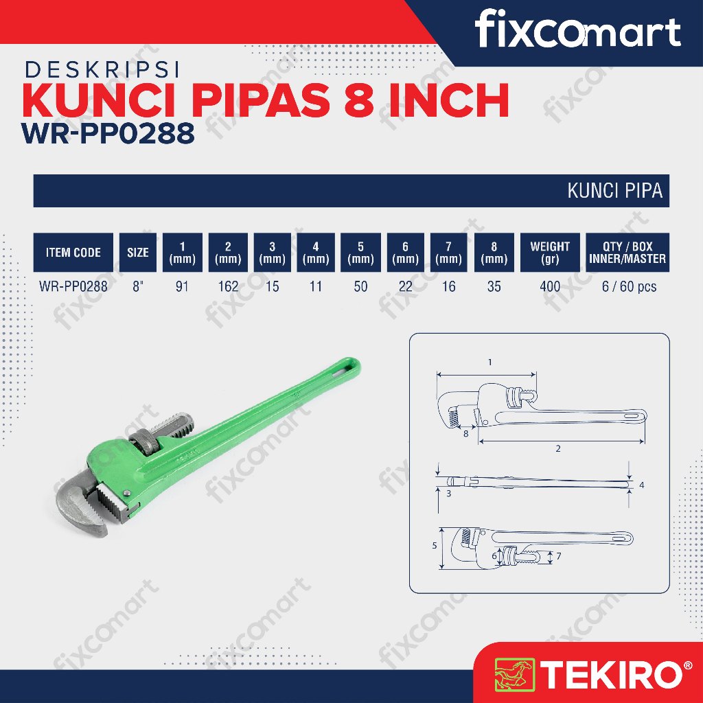 Tekiro Pipe Wrench 8" / Kunci Pipa