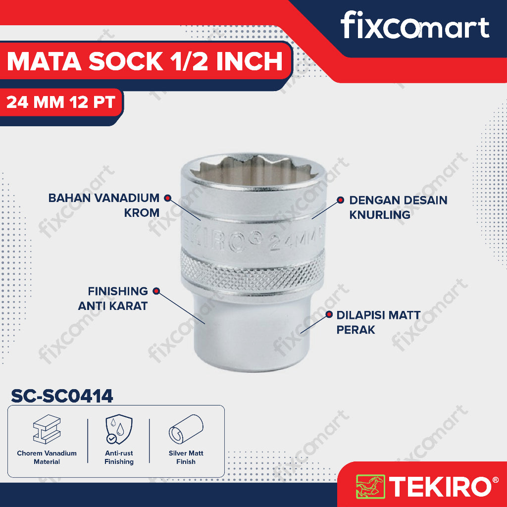 Tekiro Mata Sock 1/2 Inch 24 mm 12 PT / Tekiro Mata Socket