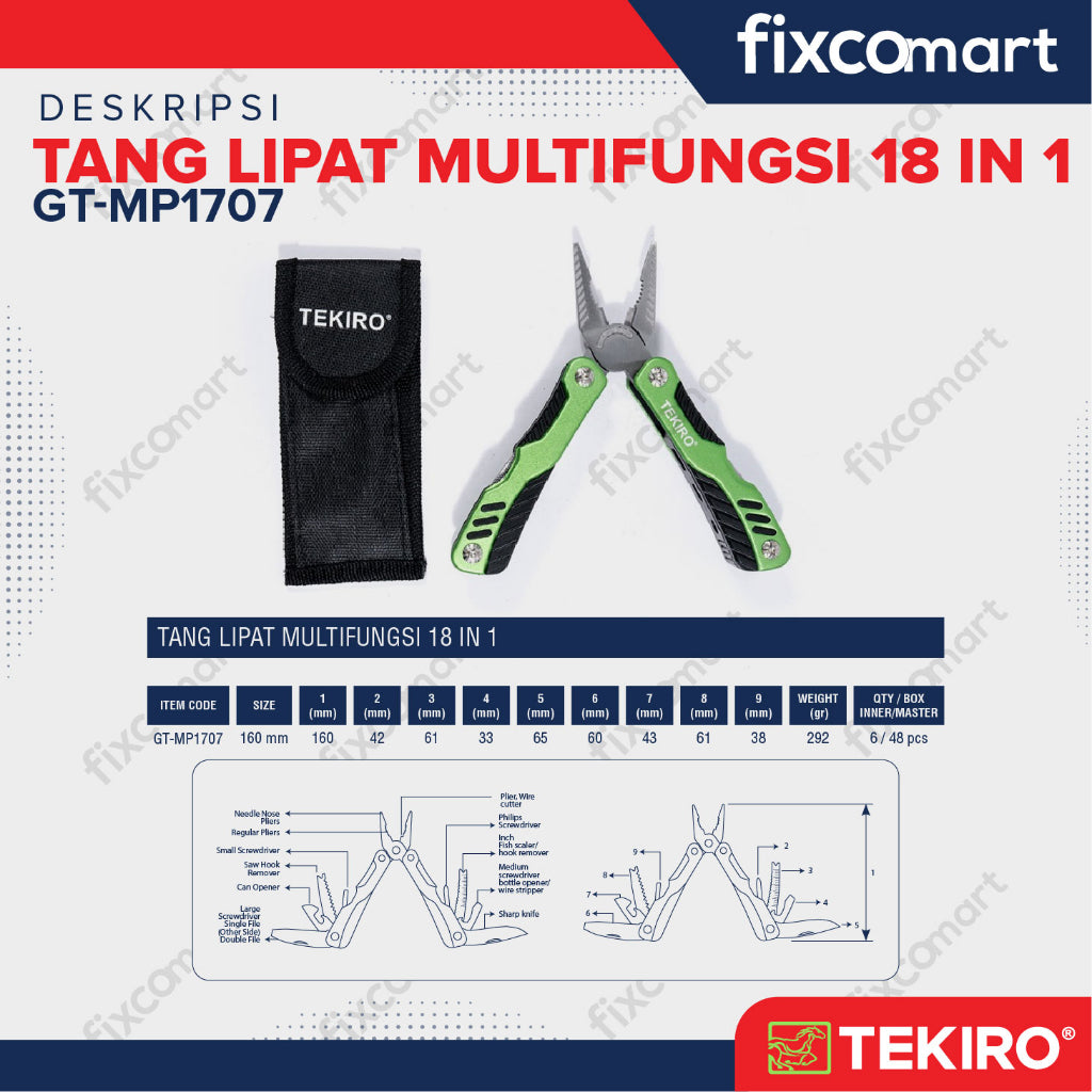 Tekiro Tang Lipat Multifungsi 18 In 1