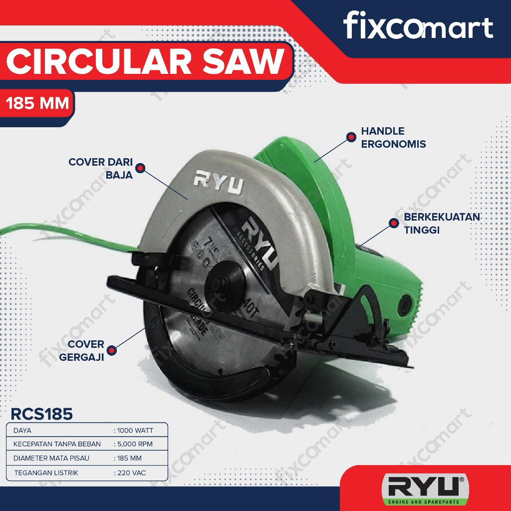 RYU Cordless Circular Saw 185 MM