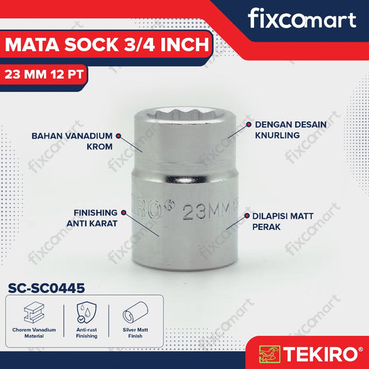 Tekiro Socket 3/4 inch 23 mm 12 PT / Mata Sock 3/4 Inch