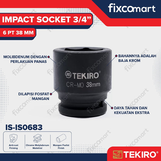 Tekiro Impact Socket 3/4 inch 6 PT 38 mm