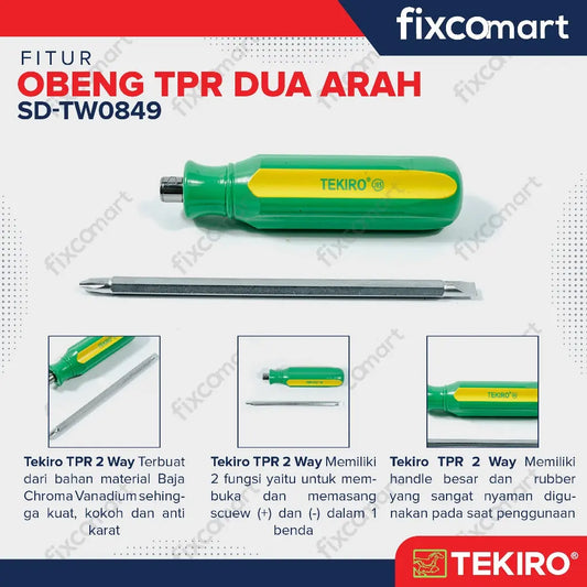 Tekiro Obeng Dua Arah /Obeng Bolak Balik Plus Minus Tekiro FIXCOMART