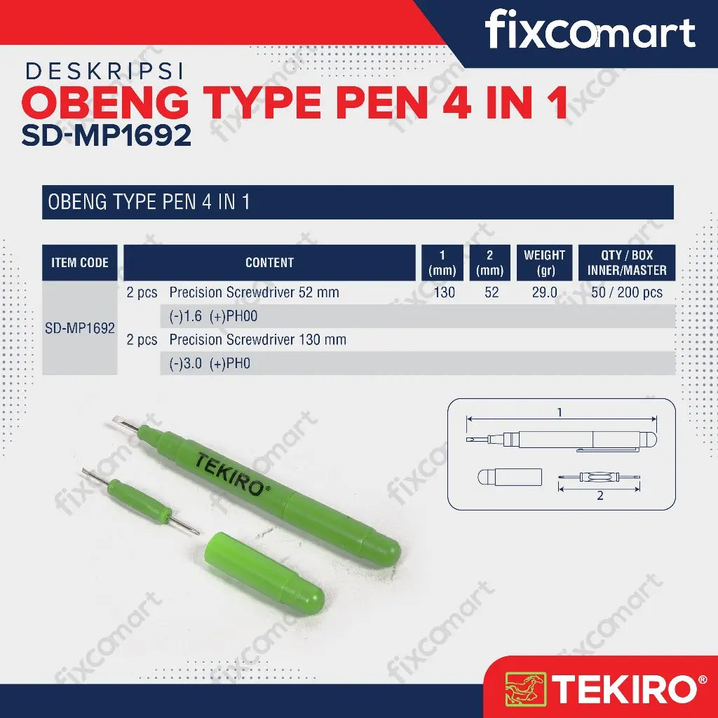 Tekiro Obeng Type Pen 4 In 1 / Tekiro Obeng Mini FIXCOMART