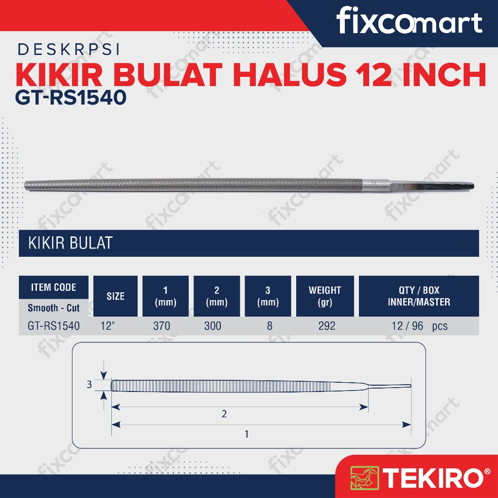 Tekiro Kikir Bulat Halus 12 Inch / Kikir Halus