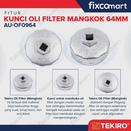 Tekiro Kunci Oil Filter Mangkok 64 Mm / Kunci Oil Filter Avanza, Crv, City FIXCOMART