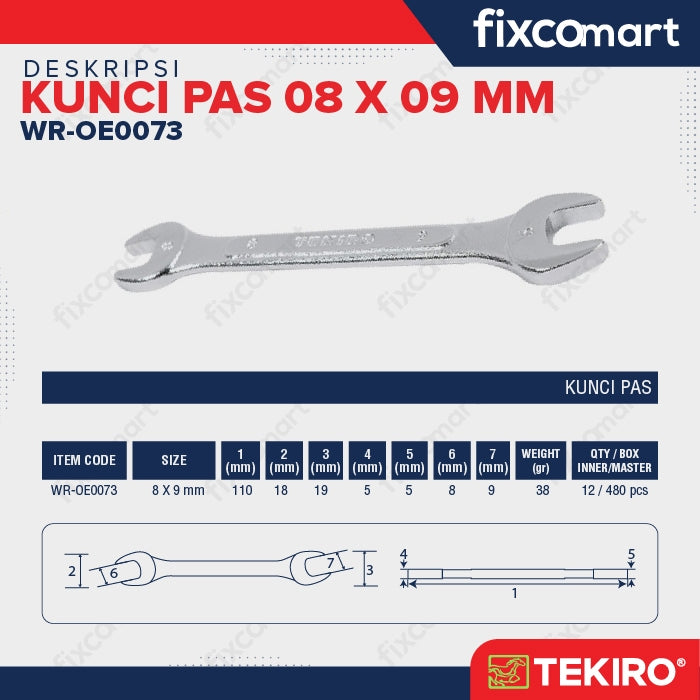 Tekiro Kunci Pas - 8X9 MM