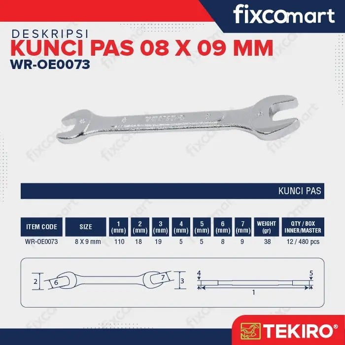 Tekiro Kunci Pas - 8X9 MM FIXCOMART