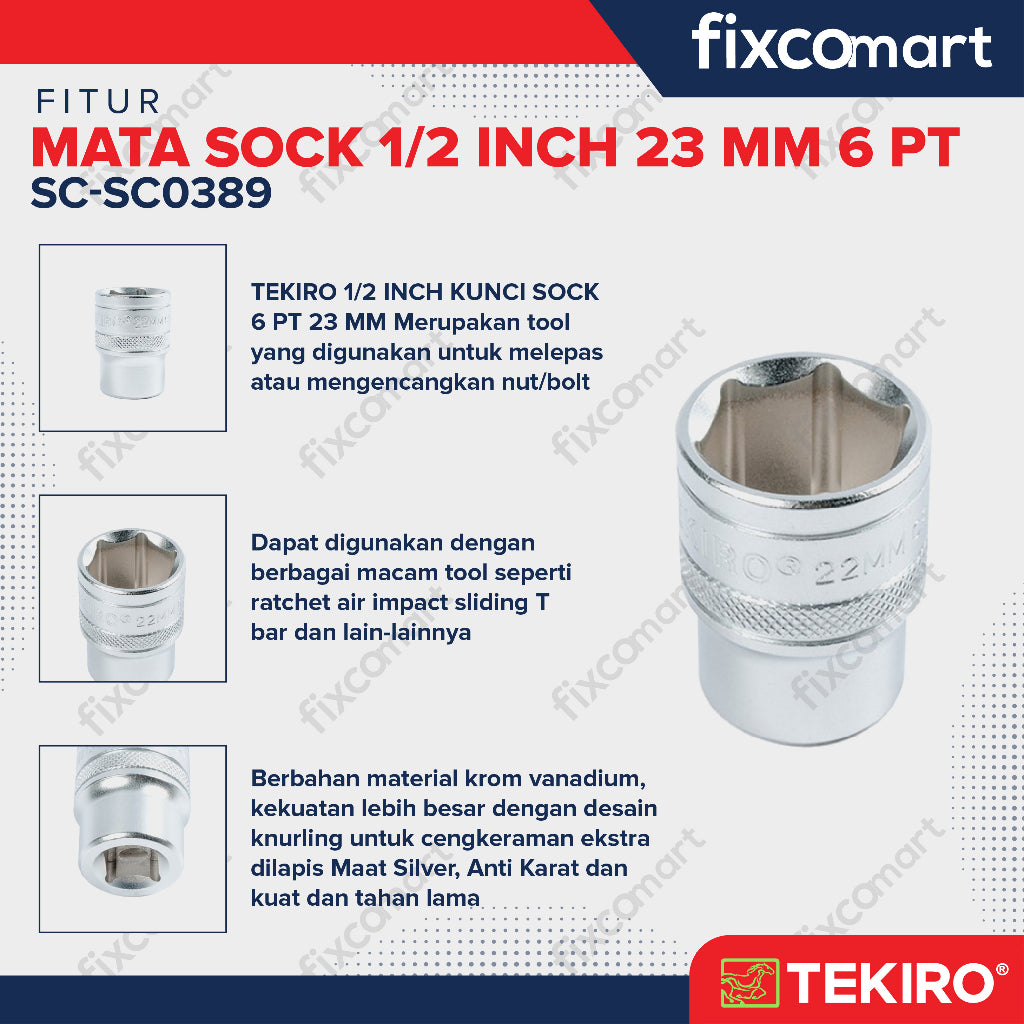 TEKIRO Mata Sock 1/2 inch 6PT (23 mm)