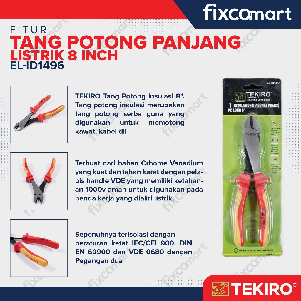 Tekiro Tang Potong Listrik Panjang 8 Inch / Tekiro Tang Listrik