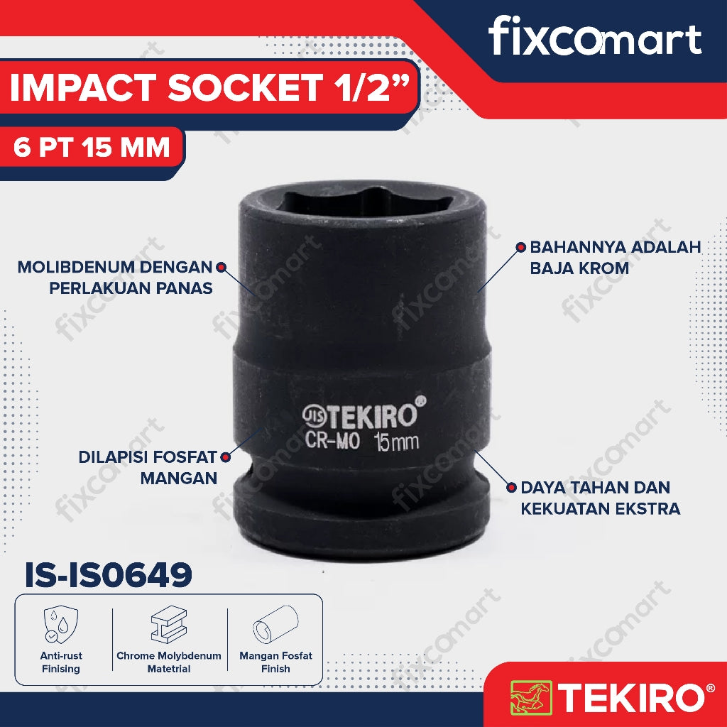 Tekiro Mata Sock Impact 1/2 Inch 15 Mm 6 Pt / Tekiro Socket Impact