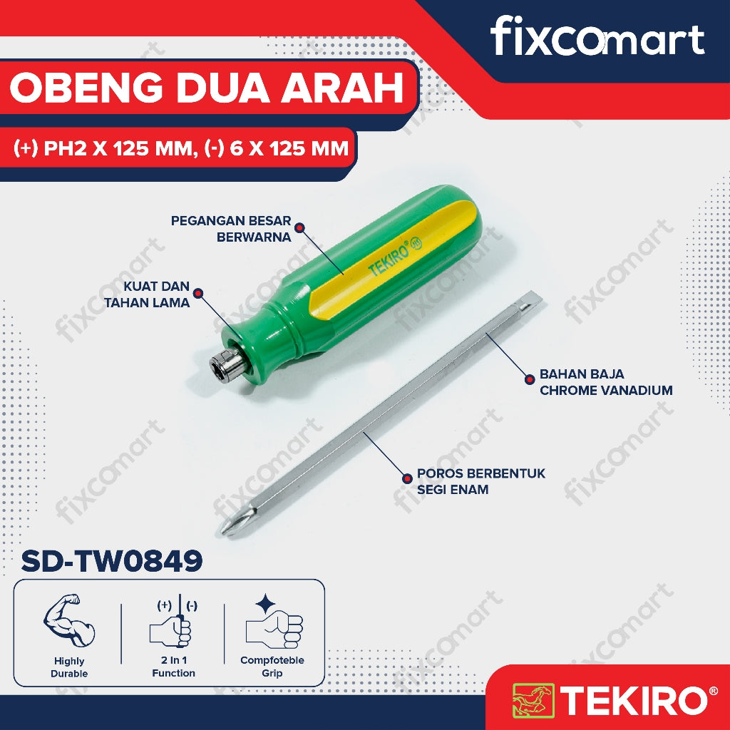 Tekiro Obeng Dua Arah /Obeng Bolak Balik Plus Minus Tekiro