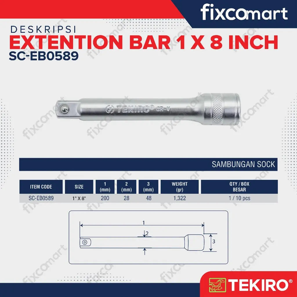 Tekiro Extention Bar 1 X 8 Inch / Tekiro Sambungan Sock FIXCOMART