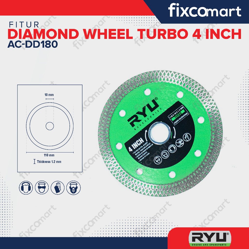 RYU MATA POTONG GRANIT TILE KERAMIK Diamond Wheel Turbo 110 X 10 X 1.2