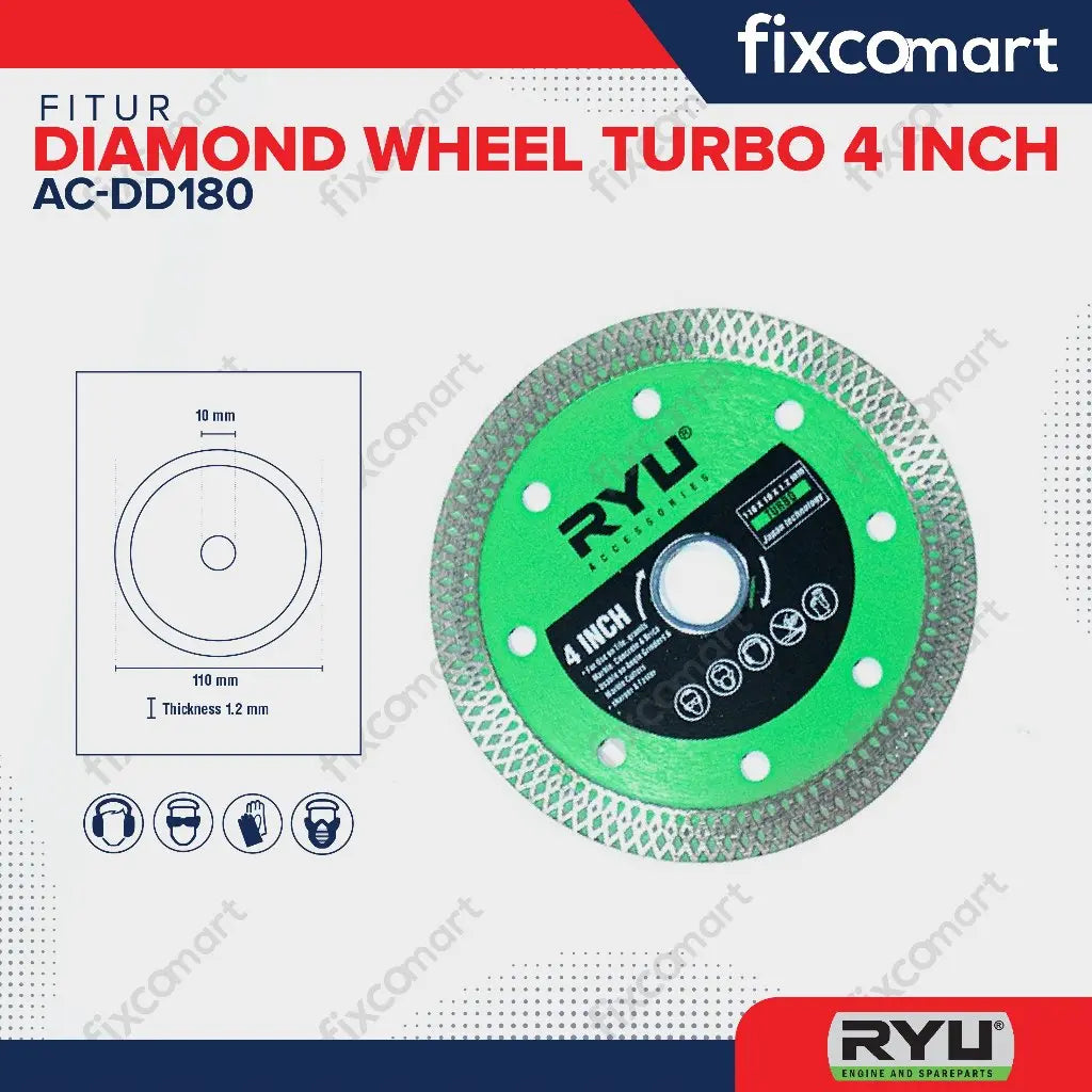 RYU MATA POTONG GRANIT TILE KERAMIK Diamond Wheel Turbo 110 X 10 X 1.2 FIXCOMART