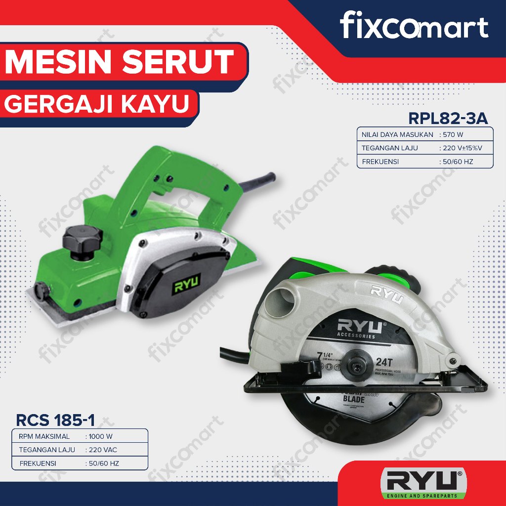 Ryu Mesin Serut Rpl 82-1 A + Ryu Gergaji Kayu Rcs 185-1