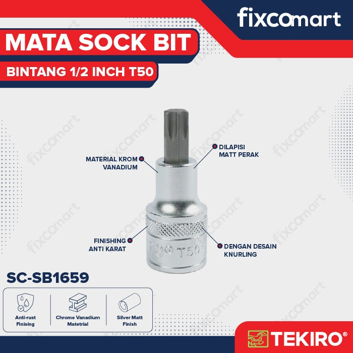 Tekiro Mata Sock Bit Bintang 1/2 Inch T50 - Tekiro Star Bit Socket