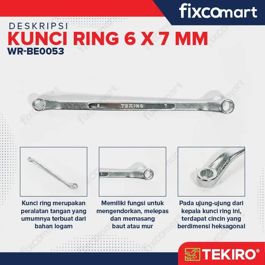 Tekiro Box End Wrench / Tekiro Kunci Ring 6 X 7 MM FIXCOMART