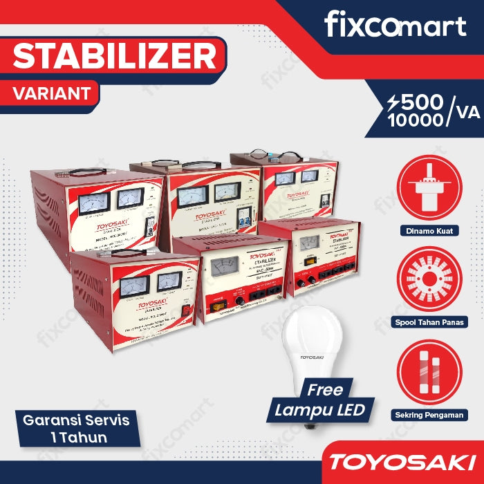 Toyosaki Stabilizer Stavol Listrik Stabiliser 500VA 1000VA 2000VA 3000VA 5000VA