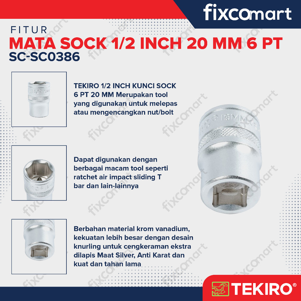Tekiro Mata Sock 1/2 Inch 20 mm 6PT