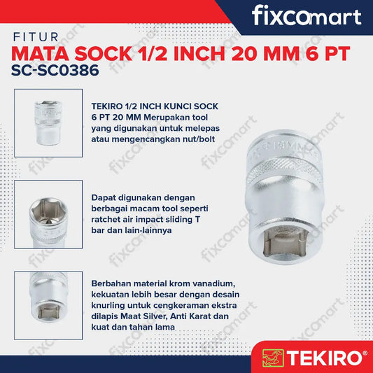 Tekiro Mata Sock 1/2 Inch 20 mm 6PT FIXCOMART