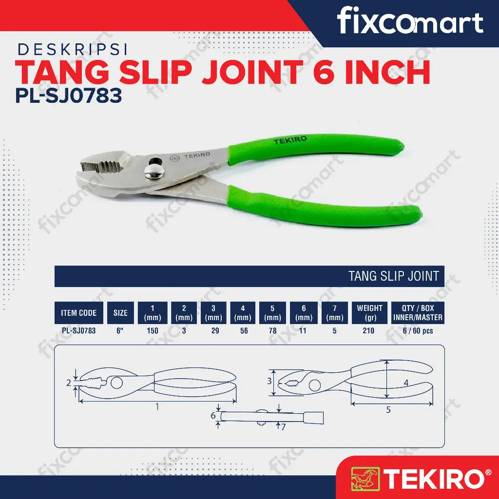 Tekiro Tang Slip Joint 6 Inch / Tang Jepit FIXCOMART