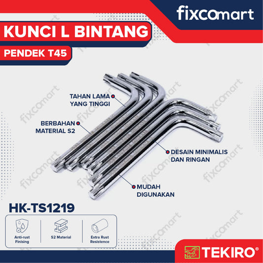 Tekiro Kunci L Bintang Pendek T45 / Tekiro Torx Key Short