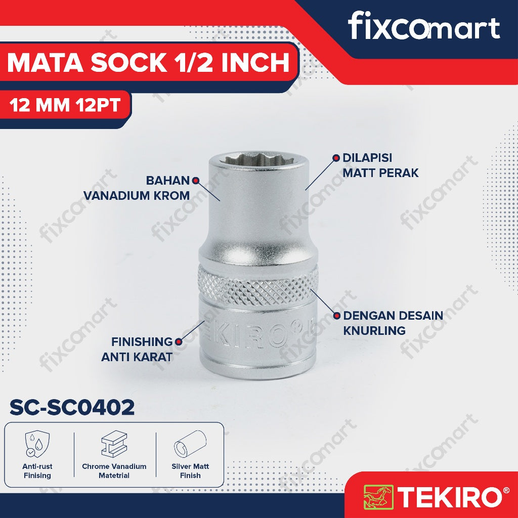 Tekiro Socket 1/2 inch 12 mm 12 PT
