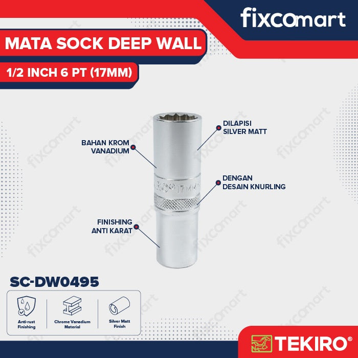 Tekiro Mata Sock Deep Waal 1/2 Inch 17 Mm 6Pt