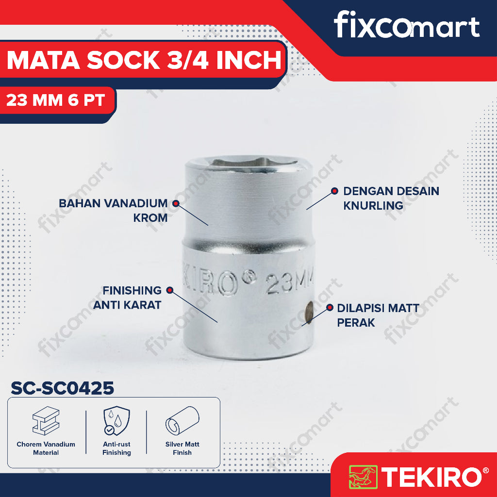 Tekiro Socket 3/4 inch 23 mm 6 PT / Mata Sock 3/4 Inch