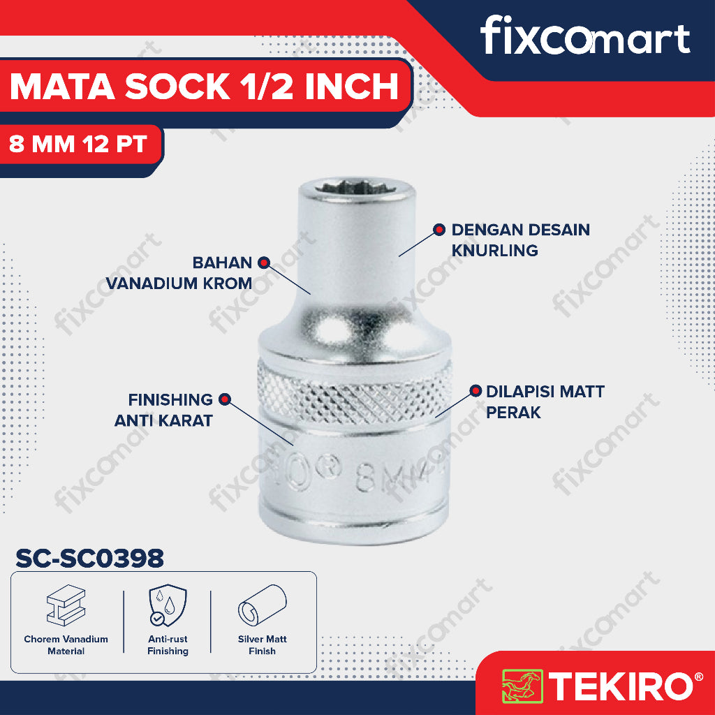 Tekiro Socket 1/2" 8 mm / Mata Socket / 12 PT