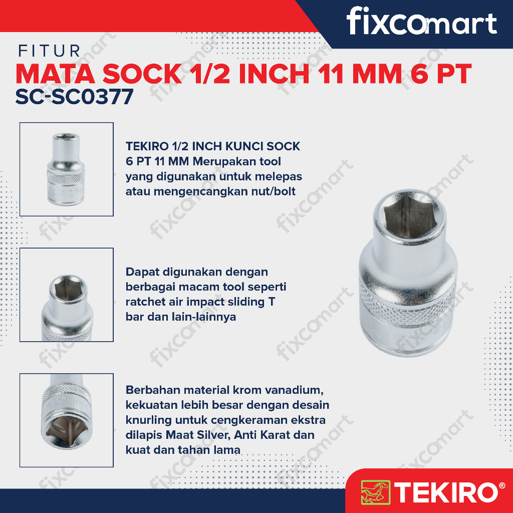 Tekiro Mata Sock 1/2 Inch 11 mm 6PT