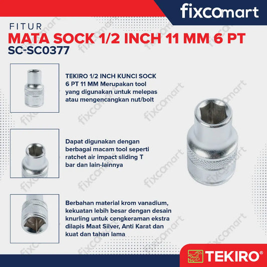 Tekiro Mata Sock 1/2 Inch 11 mm 6PT FIXCOMART