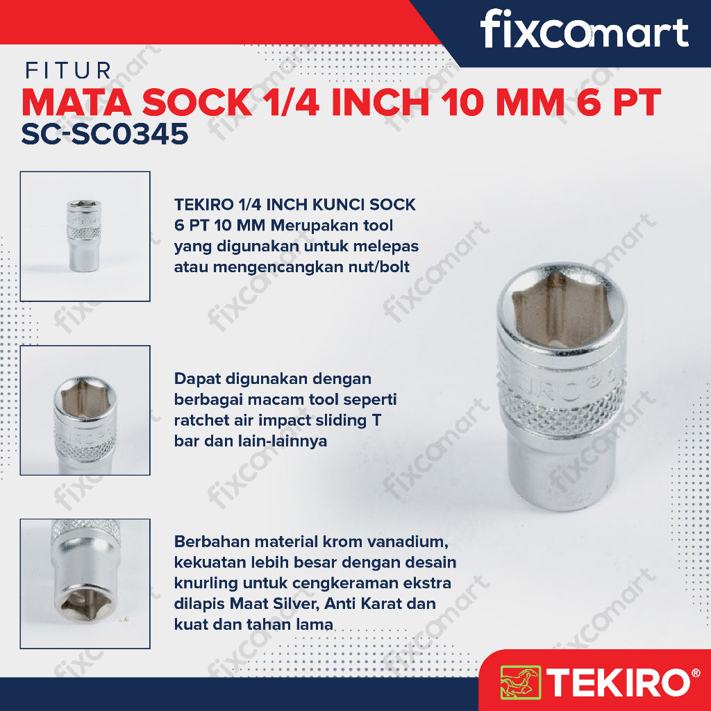 Tekiro Socket 1/4 Inch 10 mm / Mata Socket 1/4"